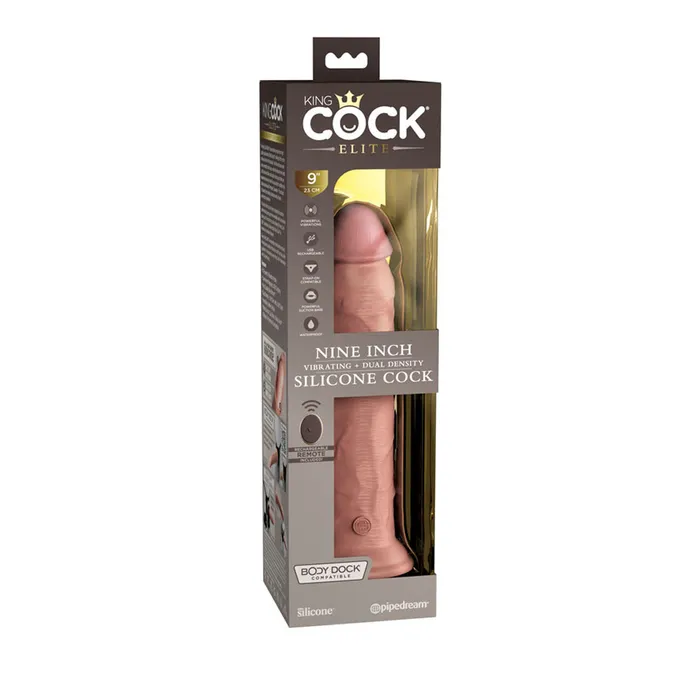 Female Sex Toys Pipedream Products King Cock Elite 9 Inch Silicone Vibrating Dual Density Vibrator