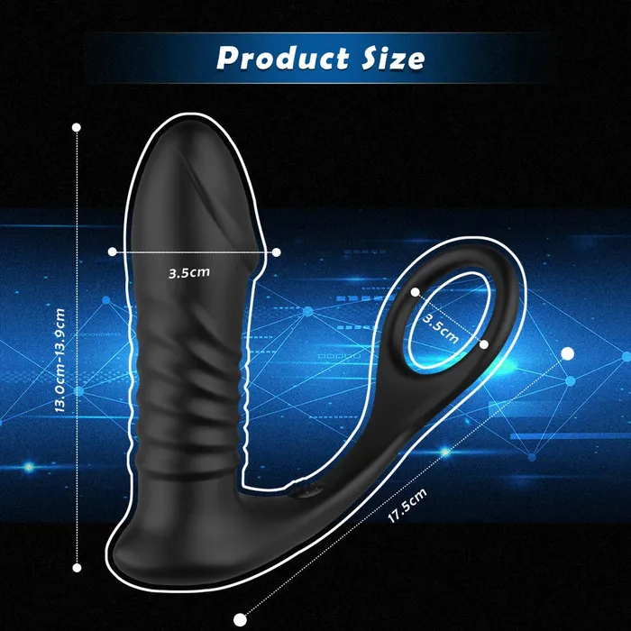 Romulus Male Sex Toys Telescopic Anal Plug with Prostate Massager Vibrating Cock Ring Thrusting Vibrating Anal Massager Romulus Male Sex Toys Telescopic Anal Plug with Prostate Massager Vibrating Cock Ring Thrusting Vibrating Anal Massager