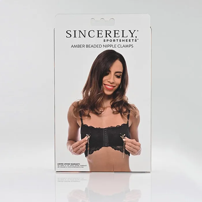 Sportsheets Female Sex Toys Sportsheets Sincerely Amber Beaded Nipple Clamps