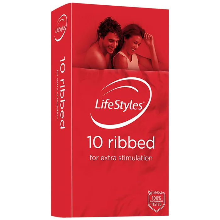 Ansell LifeStyles Ribbed Latex Condoms 10 Pack Ansell Male Sex Toys