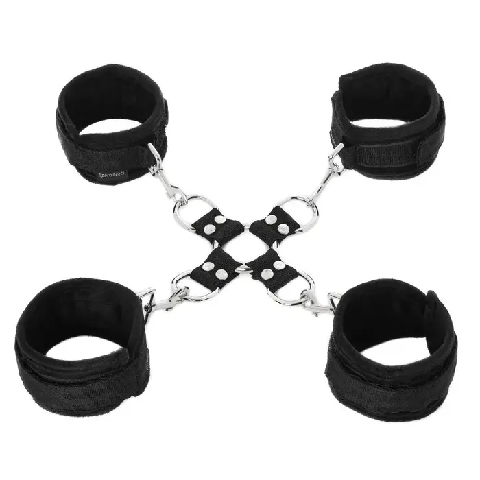 Sportsheets Anal Sportsheets 5Piece Adjustable Hog Tie Cuff Set Black