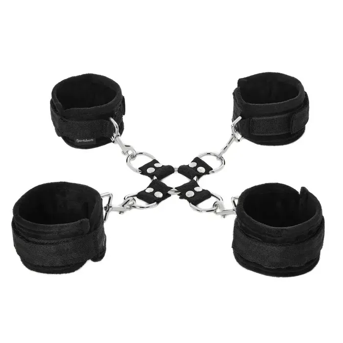 Sportsheets Anal Sportsheets 5Piece Adjustable Hog Tie Cuff Set Black