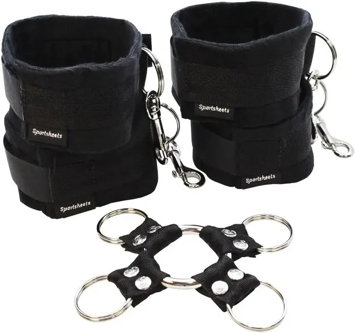 Sportsheets Anal Sportsheets 5Piece Adjustable Hog Tie Cuff Set Black