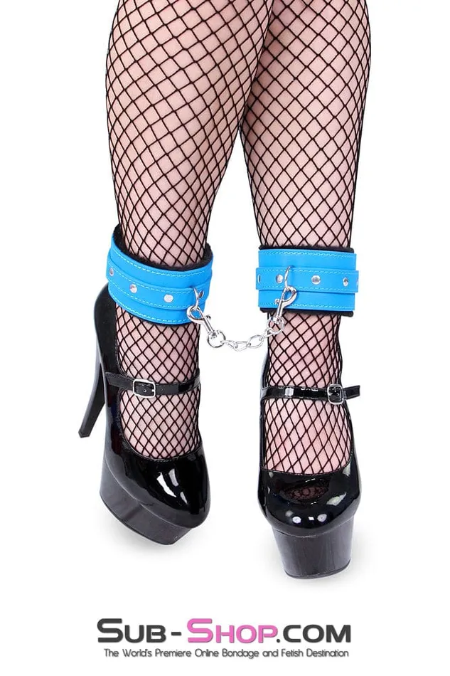 9051MQ River Blue Ankle Cuffs with Black Fur Lining Idea Anal