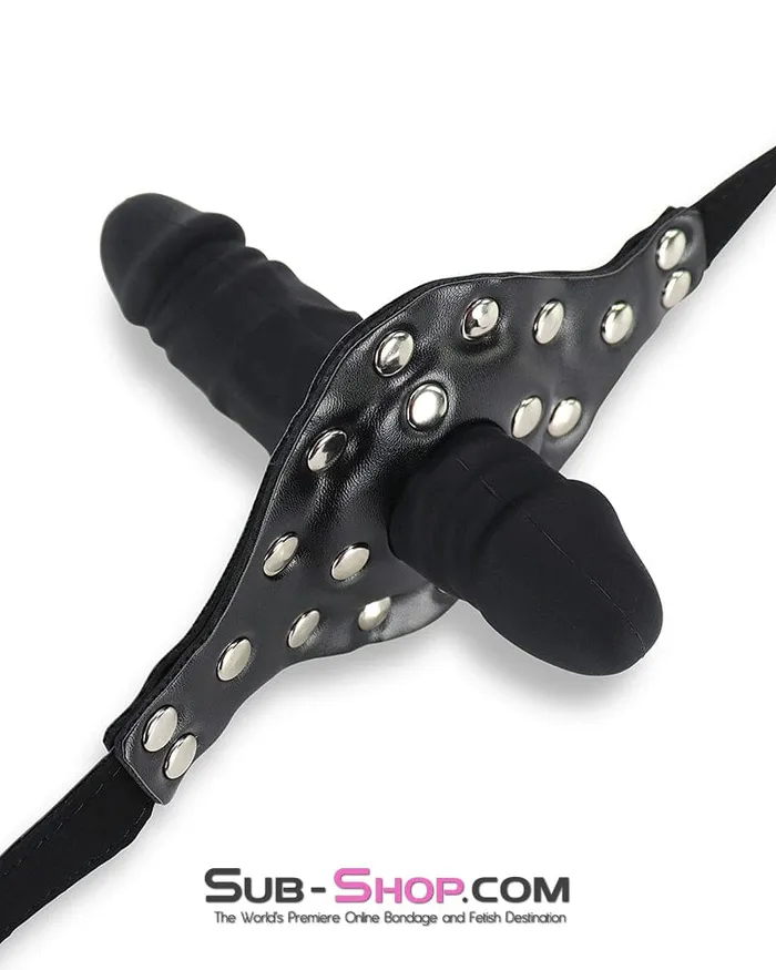 Ali Express 7196AE Locking Double Penis Gag with Dildo Extension Male Sex Toys