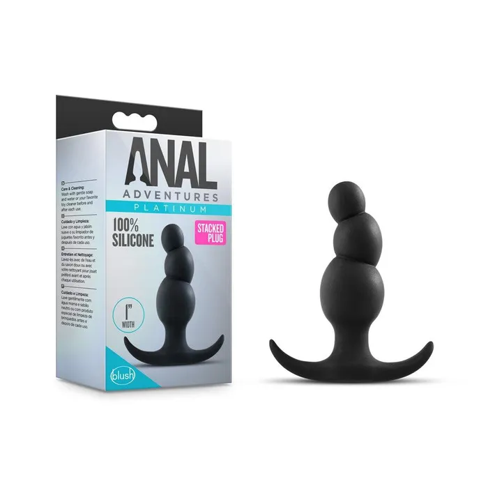 Blush Anal Anal Adventures Platinum Stacked Plug Black Blush Anal Anal Adventures Platinum Stacked Plug Black