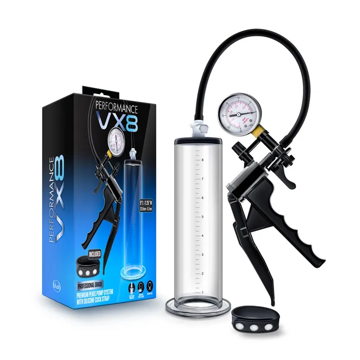 Performance Vx8 Premium Penis Pump System With Silicone Cock Strap Clear Blush Male Sex Toys