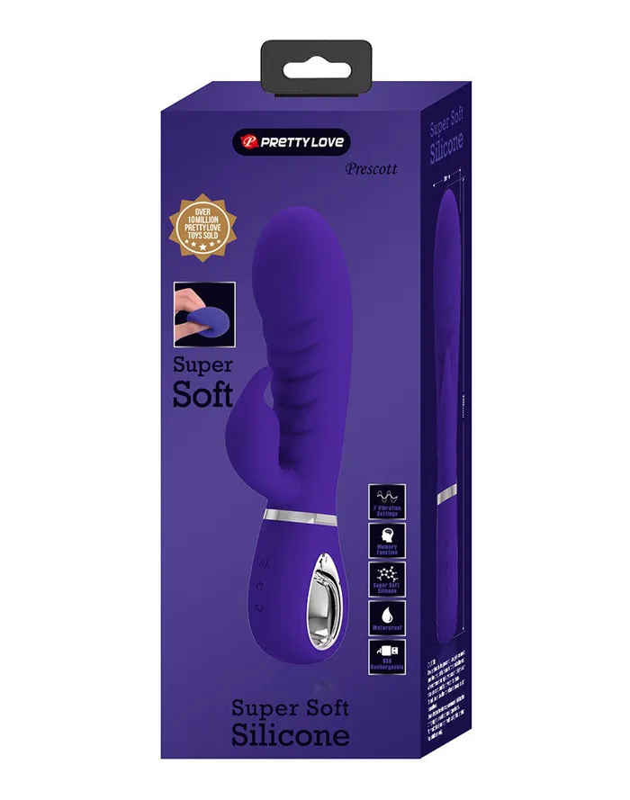 Pretty Love Prescott Super Soft Rabbit Silicone Vibrator Purple Vibrators Pretty Love Prescott Super Soft Rabbit Silicone Vibrator Purple Vibrators