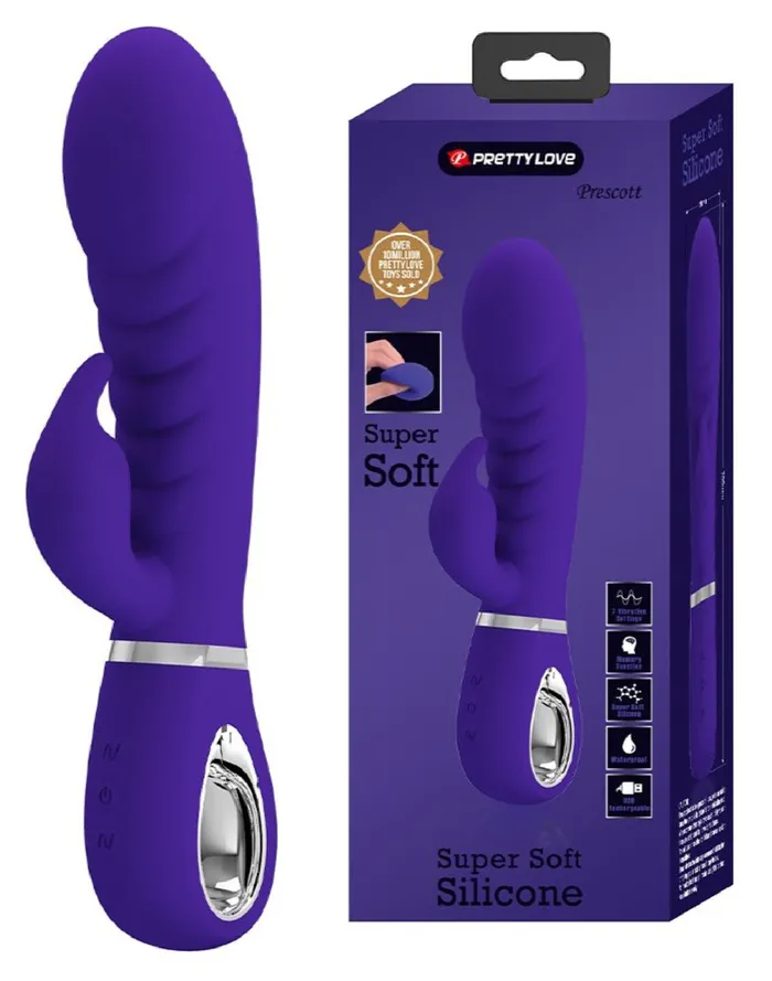 Pretty Love Prescott Super Soft Rabbit Silicone Vibrator Purple Vibrators Pretty Love Prescott Super Soft Rabbit Silicone Vibrator Purple Vibrators