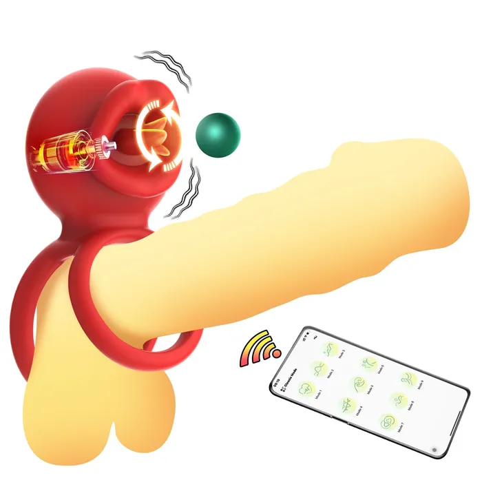 Cock Rings Clitoral Stimulator with Licking Mouth Pleasur with APP control Lurevibe Female Sex Toys Cock Rings Clitoral Stimulator with Licking Mouth Pleasur with APP control Lurevibe Female Sex Toys