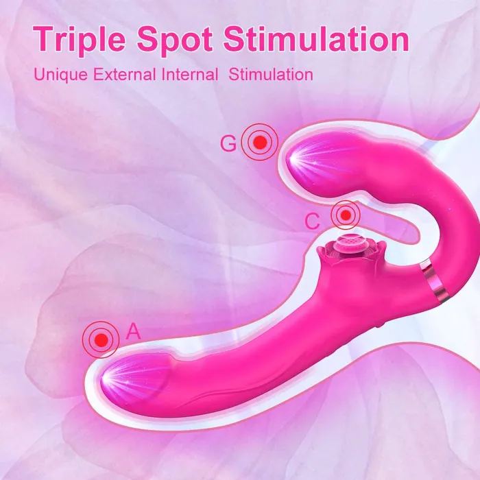 Lurevibe Female Sex Toys Lurevibe 3in1 Rose Clit Stimulator Dual Motor Shock Panty Vibrator